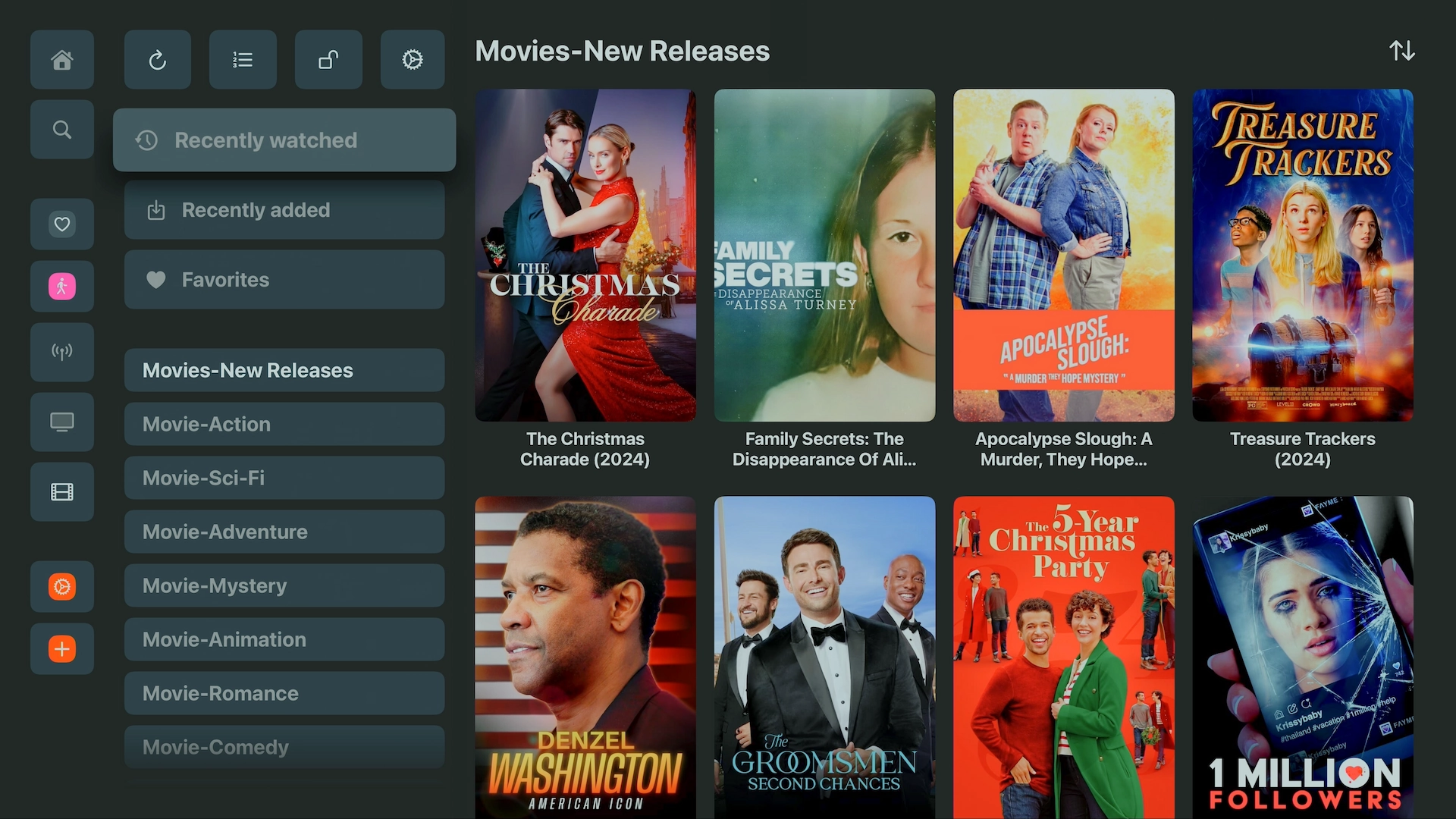 Movies section in UHF showing new releases